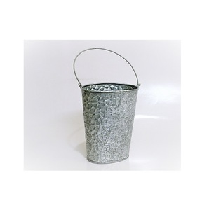 Jardinière extérieure et intérieure en métal galvanisé, décoration de jardin, seau rond, pot de fleurs galvanisé - Product Image 1