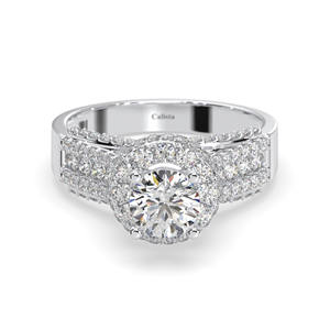 Bague de fiançailles pour femme de style classique avec pierres en argent 925 et zircone cubique plaqué rhodium coupe brillante fabriquée au Vietnam - Product Image 5