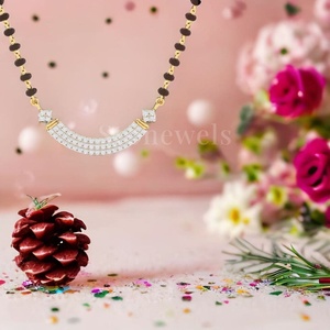 สร้อยคอแต่งงาน Pavitraa Diamond Mangalsutra Stonewels ดีไซน์ทันสมัย ทองคำแท้ 24K รับรองโดย IGI ความบริสุทธิ์แบบดั้งเดิม สง่างามแบบสมัยใหม่ - Product Image 4