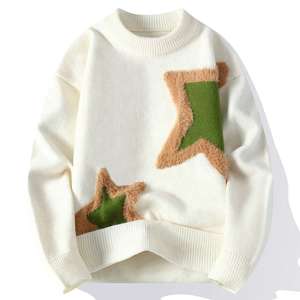 <b>Mens</b> casual star patch <b>knit</b> sweater - Product Image 1