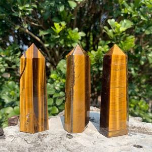 Points de tour d'obélisque en oeil de tigre naturel faits à la main artisanat en cristal pour la thérapie de pierres précieuses de méditation métaphysique Feng Shui - Product Image 1