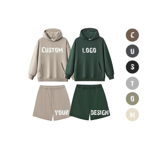 Ensemble de survêtement décontracté pour homme, hiver 2026, sweat-shirt à capuche et short, vente en gros, logo personnalisé, 100% coton, respirant, jogging - Product Image 1