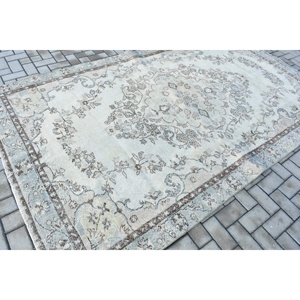 Grand tapis turc, tapis vintage 5,8x9,8 pieds, tapis oriental en laine gris - Product Image 2