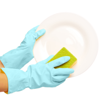 Guantes de Cocina Modernos para Mujer, Color Azul Pastel Claro, Impermeables, de Goma Natural, Forrados de Algodón, Medianos, 300 mm, para Verano y Exteriores