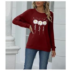 เสื้อสเวตเชิ้ตแขนยาวคอกลมแขนยาวสำหรับผู้หญิงพิมพ์ลายแนวลาดเอียงสวมใส่สบาย - Product Image 4