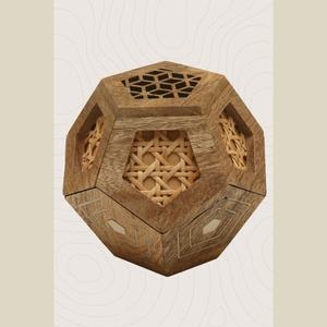 Luxury Wooden & Rattan Bakhoor Burner with Carved Design and Metal Cup Premium Arabic <b>Oud</b> <b>Incense</b> Burner Elegant Home Decor Gift - Product Image 3