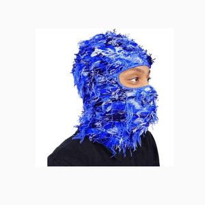 Masque de ski avec logo 1 trou au design personnalisé en vente en gros cagoule d'hiver en laine chaude et tricotée - Product Image 2