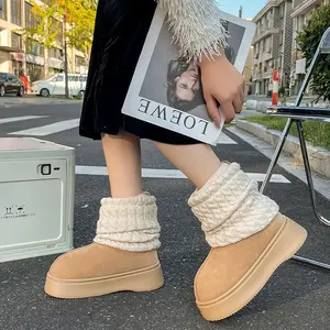 Bottes de neige de luxe pour femme, chaudes, imperméables, antidérapantes, avec doublure en cuir véritable et semelle intérieure en fourrure/EVA, pour l'automne - Product Image 4