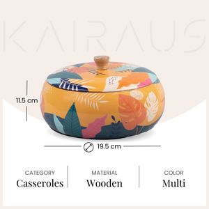 Casserole ronde en bois de luxe tropicale avec couvercle, chauffe-plat, pot de cuisson pour usage domestique, en aluminium - Product Image 4