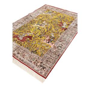 พรมไหมทอมือลายดอกไม้สีเทาดำจากกุลมาร์ก สำหรับห้องนั่งเล่น พรมรูปทรงสี่เหลี่ยมผืนผ้าลายพิมพ์นามธรรม พรมปูทางเดิน - Product Image 2