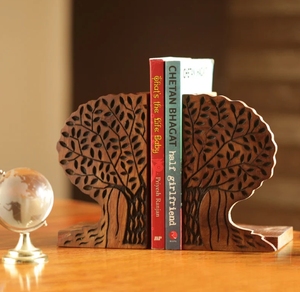 Tree Of Life Book End In Sheesham Wood Chess Bookends for Shelves Bookend 2pack Sturdy Wooden Organizer - Product Image 5