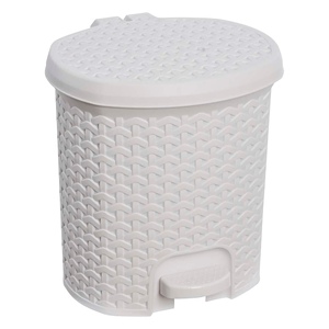 Multipurpose waste <b>bin</b>/<b>bin</b> with <b>lid</b>, rattan design, 5.5L capacity, 22.5x24x26 cm, Nordic white color - Product Image 1