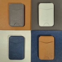 Dompet Kulit Asli Castello Magsafe RFID Saffiano Berkualitas Tinggi Langsung dari Pabrik, Tempat Kartu Magnetik Terbuka, Penyangga Kartu Aluminium