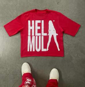 Camiseta de alta calidad de manga corta de algodón sólido holgado ajuste serigrafía camisetas transpirables - Product Image 5