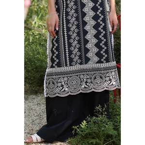 Traje de dos piezas sin coser de gasa bordada TL-52085, silueta holgada con cintura natural - Product Image 5