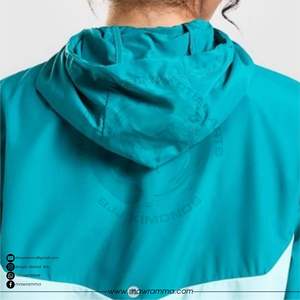Veste coupe-vent imperméable à logo personnalisé OEM, de haute qualité, unisexe, respirante, écologique, patchwork, pour la salle de sport et l'entraînement - Product Image 5