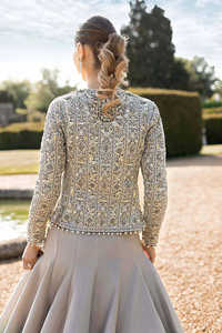 Robe longue Anarkali Lehenga Choli brodée lourde pour femmes, style nuptial, tenue de soirée de luxe, tenue d'occasion formelle - Product Image 5