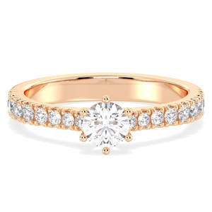 Bagues de fiançailles REYES personnalisées, certifiées IGI, taille ronde, 0,68 carat, diamant, or rose massif 14 carats, bijoux fins de mariage aux meilleurs prix - Product Image 1