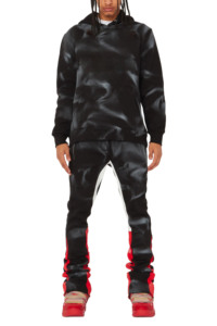 Survêtements de jogging unisexe avec logo personnalisé pantalon de survêtement évasé de style vintage sweat à capuche respirant survêtement thermique rouge grande taille pour hommes - Product Image 5