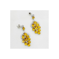 Bijoux fantaisie Boucles d'oreilles en argent sterling 925 cloutées de citrine et de zircone pour femmes