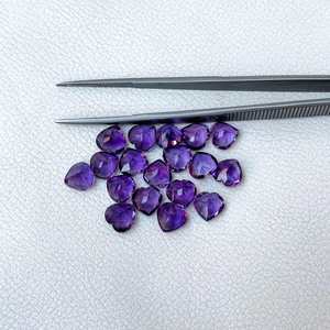 7mm naturel africain améthyste à facettes coeur coupe guérison pierre précieuse en vrac AAA qualité violet améthyste bijoux à la main tendance 2025 - Product Image 3