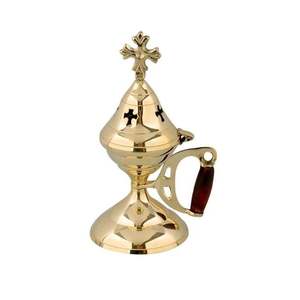 Quemador de incienso de latón en estilo vintage Utilidades religiosas Diseño europeo Incensario Quemador de incienso decorado para el hogar y el jardín - Product Image 5