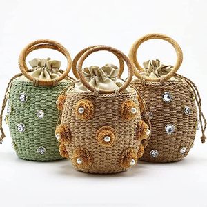 Sac fourre-tout en paille pour femmes grande capacité Shopping fourre-tout bohème sac à bandoulière voyage sac de plage avec doublure OEM - Product Image 4