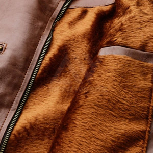 Chaqueta de Cuero Genuino de Alta Calidad al por Mayor, Talla XL, Cuello Alto, Invierno, Botones, Teñido con Letras, Transpirable, Cortavientos, Estilo Urbano - Product Image 6