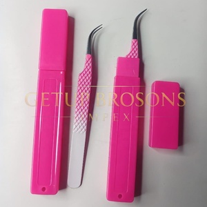 แหนบปลายไฟเบอร์ด้ามเพชรแหนบเคลือบผงสีแยกโค้งทำจากสเตนเลสสตีล - Product Image 4