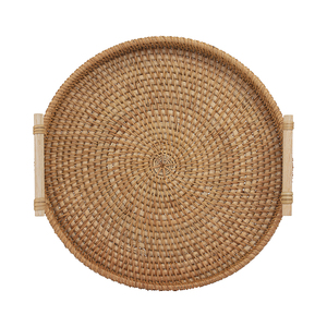 Meilleure vente plateau rond en rotin avec sangles fruits décoratifs vente en gros fait à la main par un artisan au Vietnam - Product Image 5