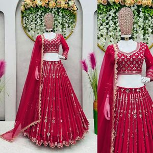 Vente chaude Readymade Indian Designer Lehenga Choli Avec Dupatta Georgette Avec Sequin Travail De Mariage, Party Wear Bollywood Outfit - Product Image 1