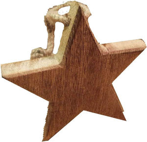 Étoile en bois en bois de manguier pour accrocher 10 cm de large env. Décoration de Noël en bois de 2 cm d'épaisseur - Product Image 4