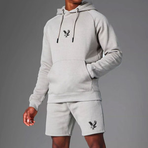 Comfortable Plus Size Hoodie and Matching Shorts <b>Set</b> 100% Cotton Quick Dry Fabric for Gym Sports Casual Wear Men's - Product Image 1