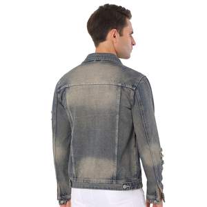 Chaqueta Vaquera Desgastada Estilo Y2K Vintage Personalizada, Chaqueta Desgarrada y Deshilachada para Hombre - Product Image 5