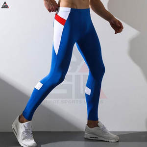 Leggings pour hommes de haute qualité, tailles optimales, couleurs unies, taille haute, séchage rapide, respirants, en spandex/nylon, imprimés par transfert thermique - Product Image 2