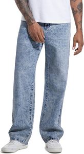 Alta calidad 100% algodón Denim OEM Custom Baggy Jeans para hombres recto suelto ácido lavado Patchwork Hip Hop estilo para otoño - Product Image 3