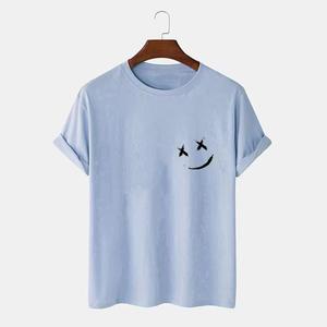 Venta al por mayor de logotipo personalizado impreso Verano de gran tamaño de algodón de peso pesado O-cuello de la camiseta para los hombres de estilo de punto Formal - Product Image 2