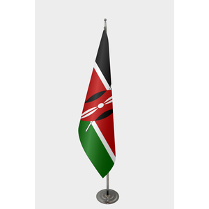 Drapeau d'intérieur officiel du Kenya avec logo personnalisé, impression numérique, drapeau pour la main et la voiture, en polyester, soie, aluminium, sur mât en plastique - Product Image 1