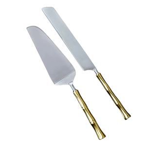 Juego de servicio de pastel con mango de diseño de bambú de latón para restaurantes y hoteles disponible a precio de mercado razonable - Product Image 1