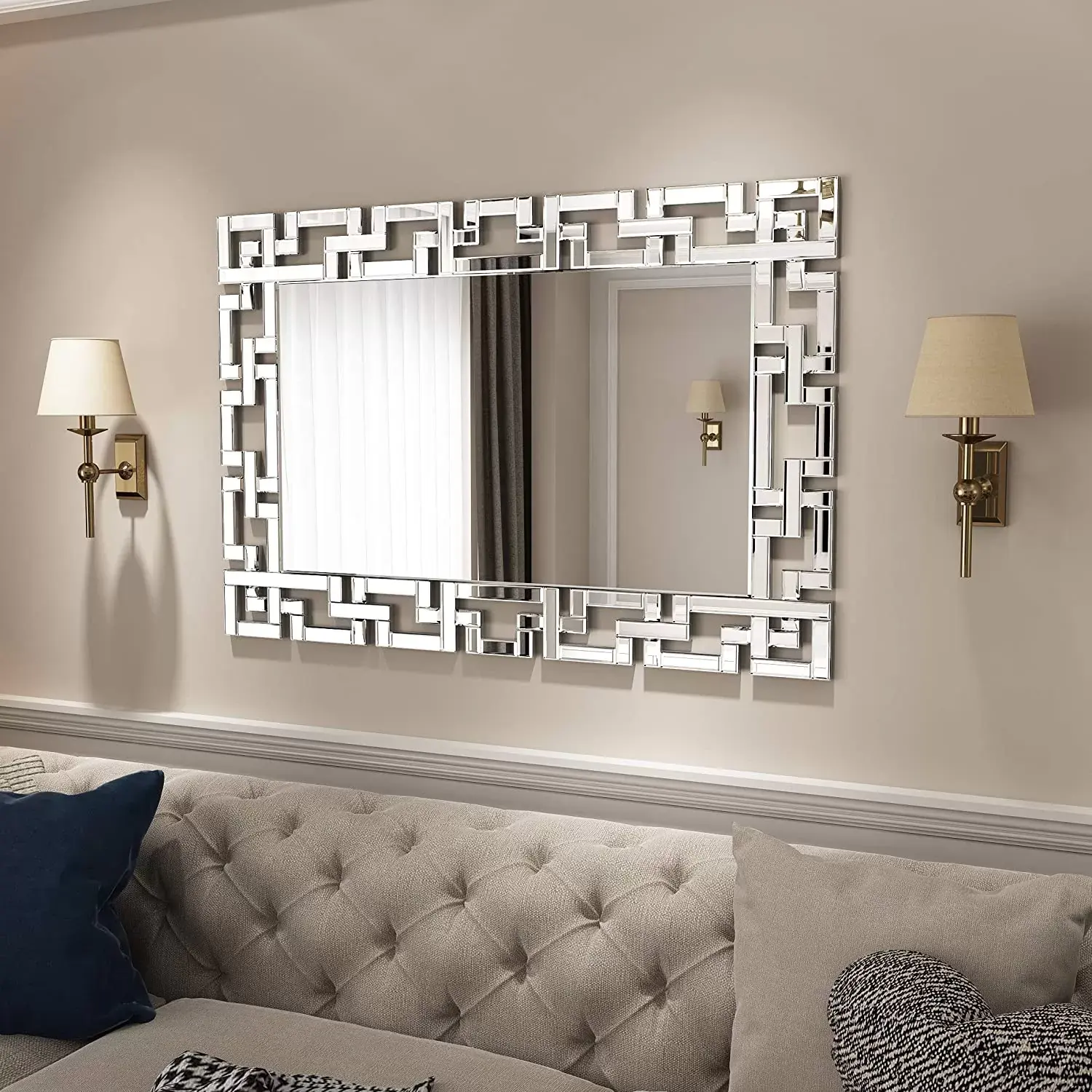 Espelhos de parede com boa qualidade, materiais de alta qualidade, decoração moderna grande para casa, feitos na Índia