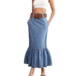 Short en jean taille haute coupe sirène, imprimé décontracté et mignon, respirant, avec poches et fermeture éclair décorative, coupe crayon droite, délavé, pour l'été et l'automne - Product Image 1