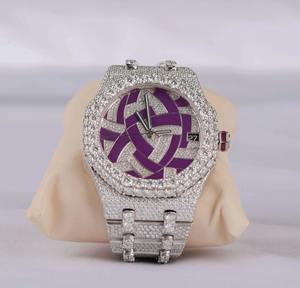 Hip Hop Fashion Men's Wrist <b>Watch</b> Lab Grown <b>Diamond</b> VVS Clarity Quartz Movement Glass Dial Yellow Gold Band Crafted Jewelry - Product Image 1