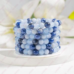 Bracelet en pierre naturelle Chakra du Troisième Œil, perles rondes de 8 mm, pierre précieuse de guérison de qualité supérieure, pour la méditation, bijoux à porter au quotidien et pour les fêtes - Product Image 1