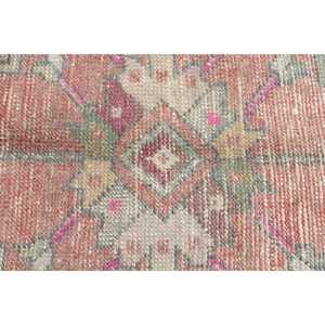 Turkish 4.2x8.1 ft Rug, Area Vintage Rug, <b>Red</b> Pink Patchwork <b>Wool</b> Rug - Product Image 5