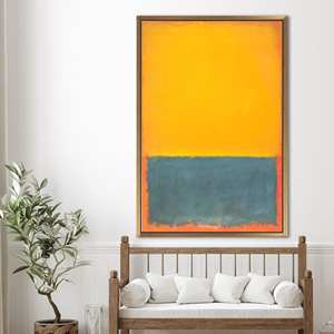 ภาพพิมพ์ศิลปะนามธรรมร่วมสมัยของมาร์ค รอธโก บนผ้าใบ สีเหลืองและสีเทา กรอบสีทอง - Product Image 1