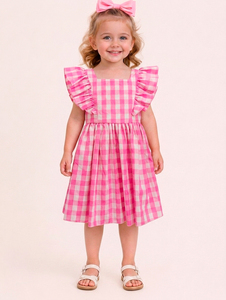 Robe d'été pour filles, col carré uni, sans manches, à volants, ligne A, longueur genou, en lin et coton, mignonne et décontractée - Product Image 4