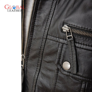 High Quality Men's Stand Collar Genuine <b>Sheepskin</b> Leather <b>Jacket</b> High Street Style Casual Street Wear - Product Image 4