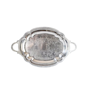 Plateau de service ovale en laiton antique de luxe, plaqué or, plat en métal vintage, pièce maîtresse décorative pour la maison et l'hôtel à prix avantageux - Product Image 3