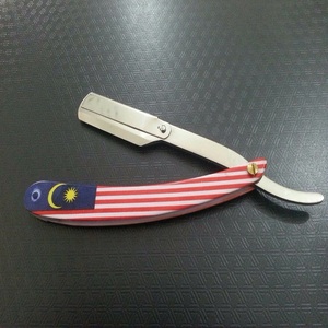 Navaja de afeitar plegable de acero inoxidable, rasuradora de barbería recta con bandera impresa, buena calidad, precio bajo - Product Image 6