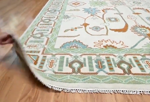 Handmade Luxury Oushak green Floral Area Rug Modern Knots Design for Living room hotel office commercial home - Product Image 2